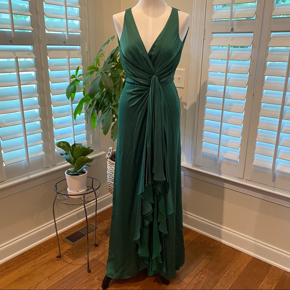 Lela Rose Emerald Green Silk Gown / Dress size 2 - Picture 4 of 9